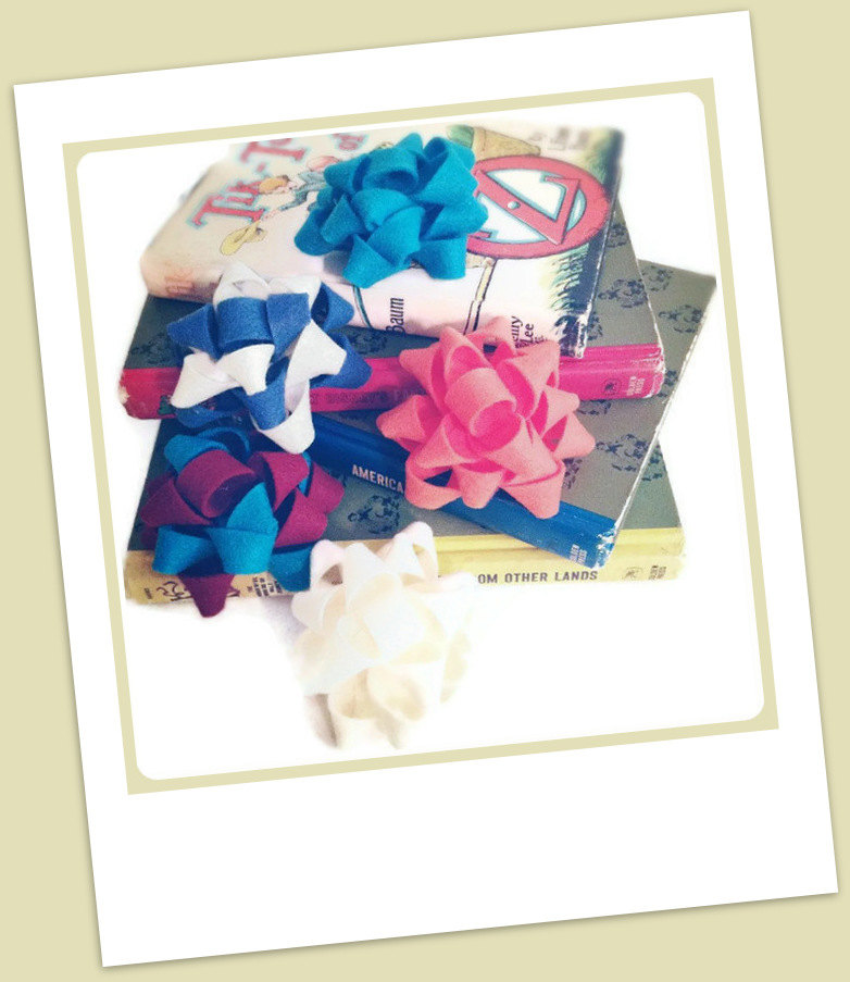 3 Felt Gift Bows Of Your Choice