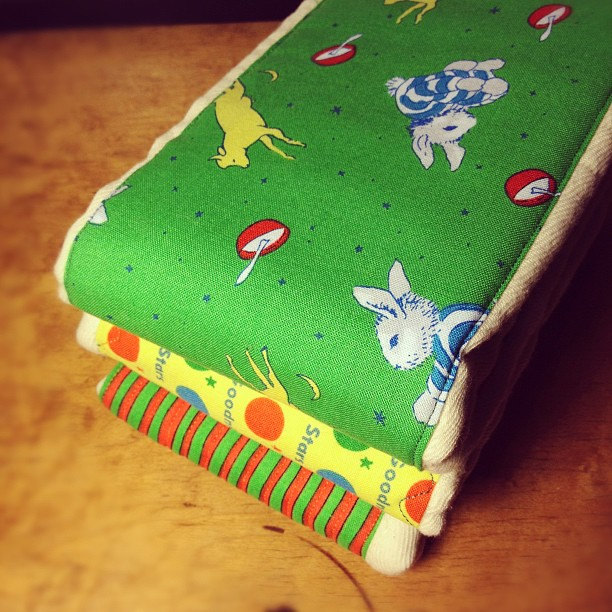 Cloth Diaper Burp Cloths Made With Goodnight Moon Themed Fabric, 3